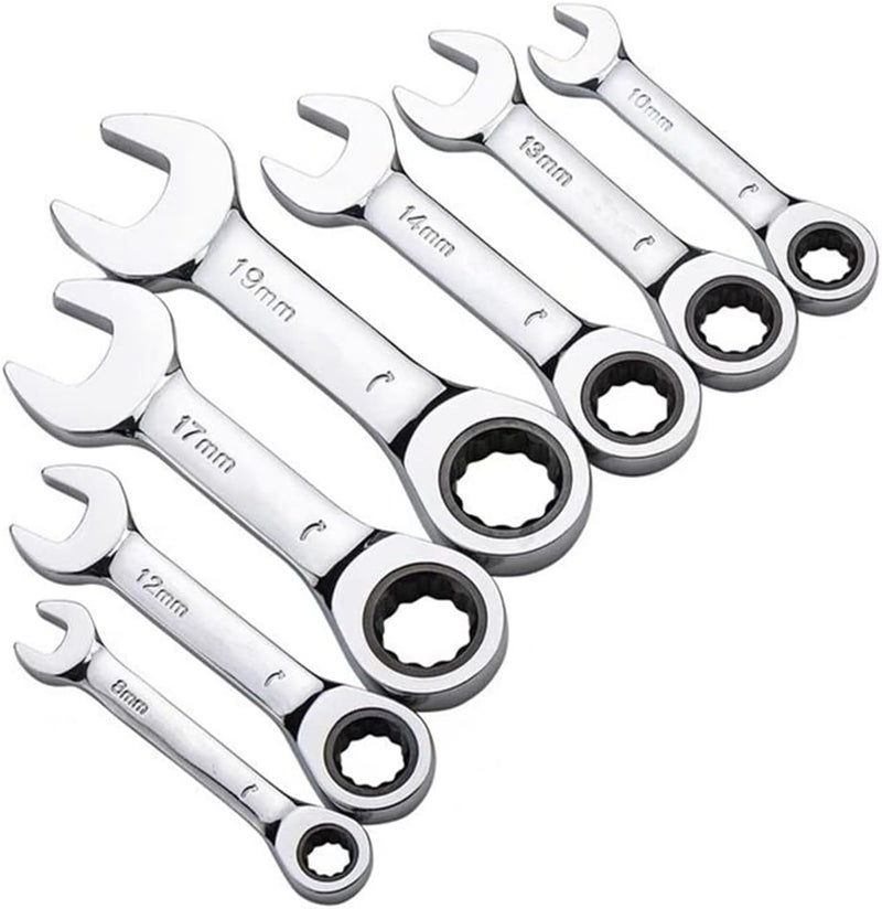 FLZOSPER 10mm Metric Stubby Box End Head Geared Wrench, 72-Tooth Ratcheting Combination Wrench Spanner - Image 2